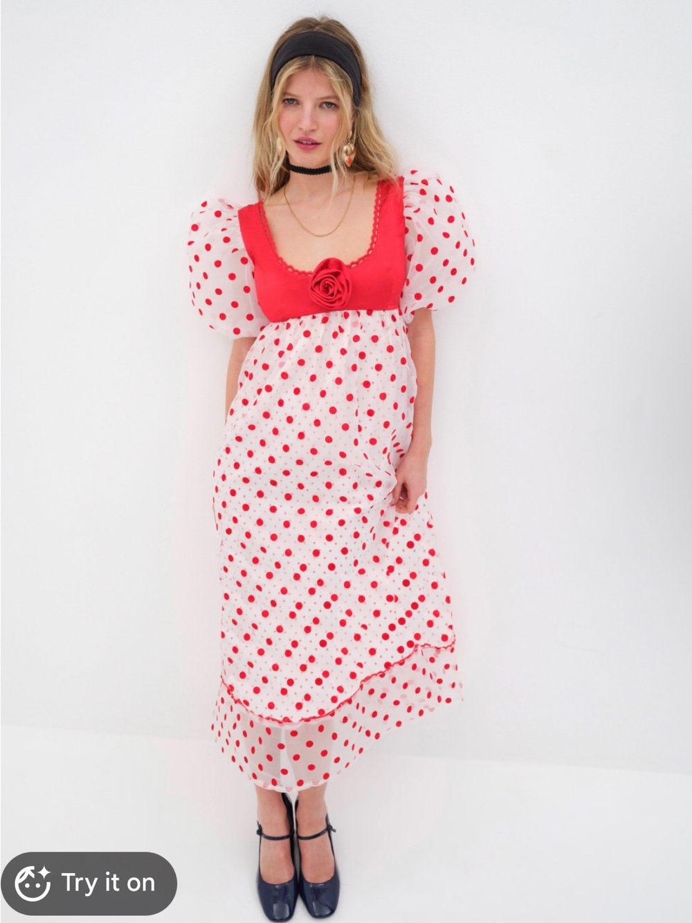 For Love & Lemons Red and White Polka Dot Dress